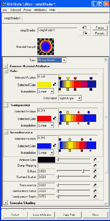 Окно диалога Attribute Editor