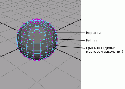 Полигональная сфера и составляющие ее подобъекты